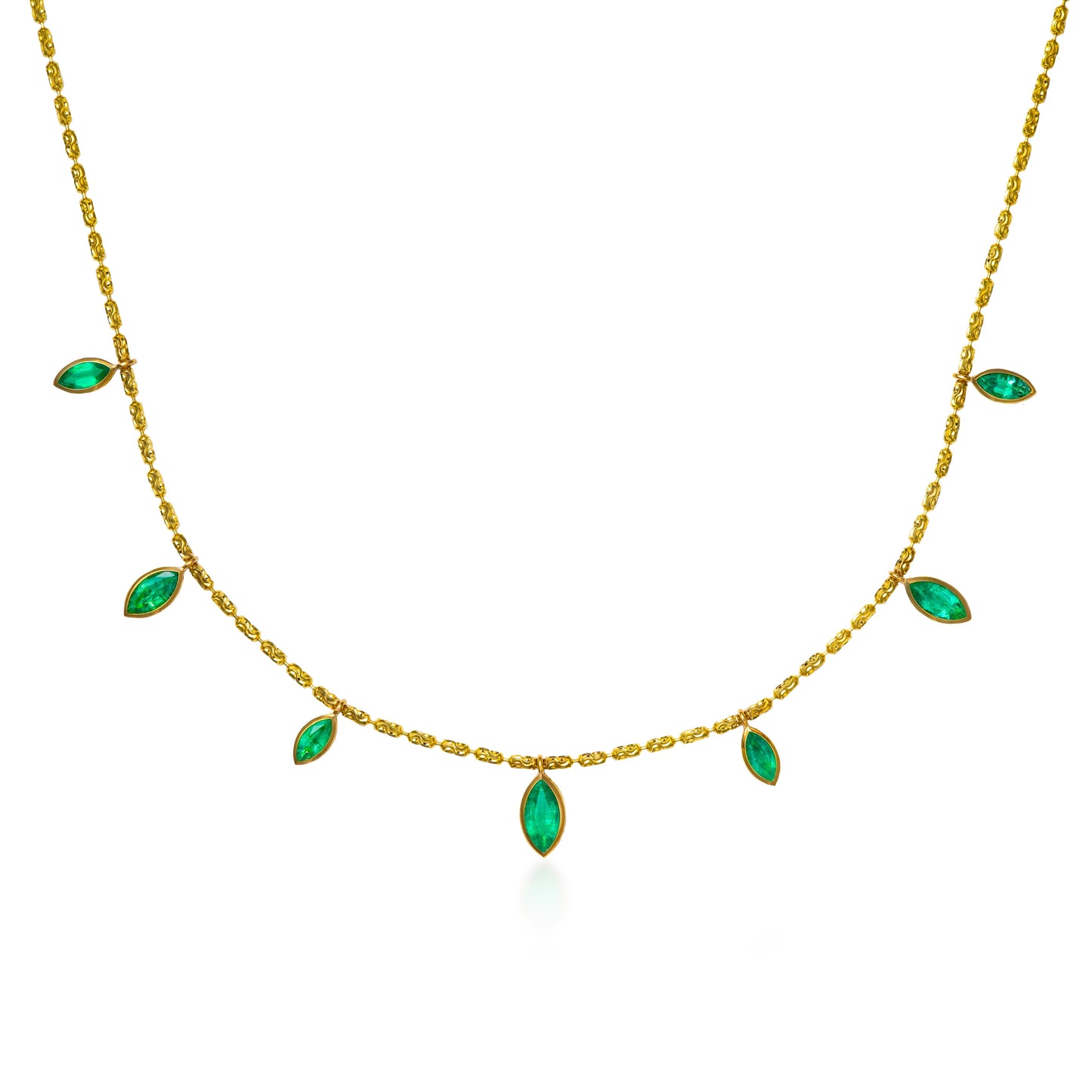 Seven Marquise Emerald Drop Necklace
