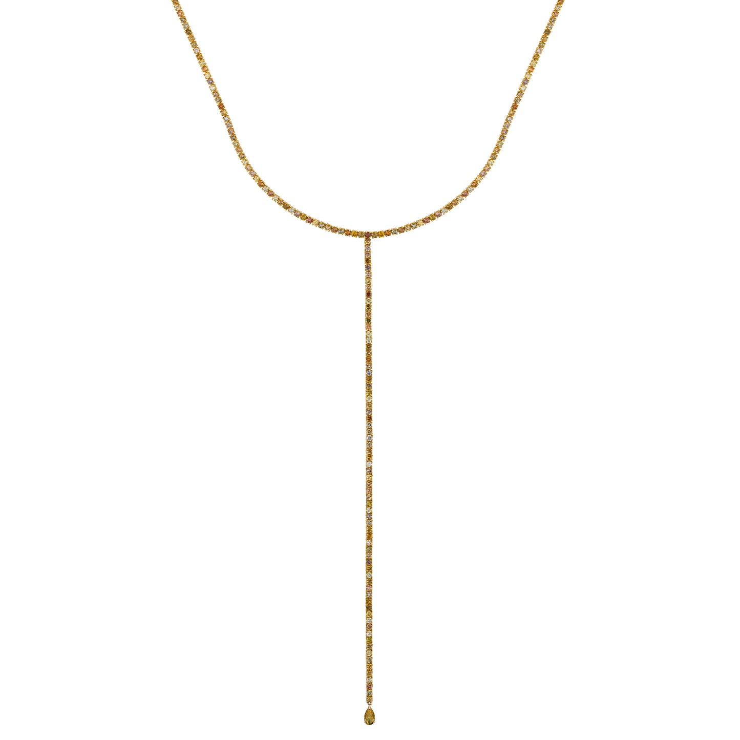 Fancy Color Diamond Tennis Lariat Necklace