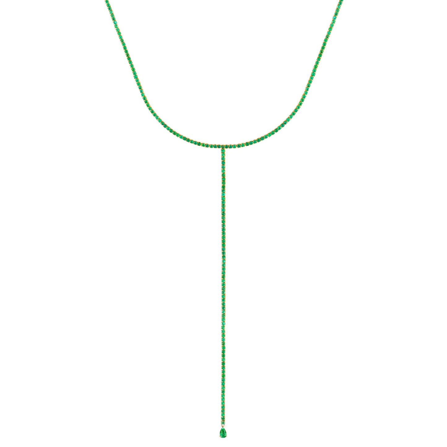 Emerald Tennis Lariat Necklace
