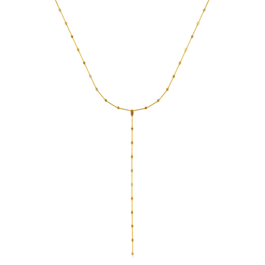 Fancy Color Diamond Dancing Bezel Lariat Necklace