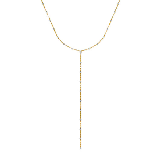Diamond Dancing Bezel Lariat Necklace