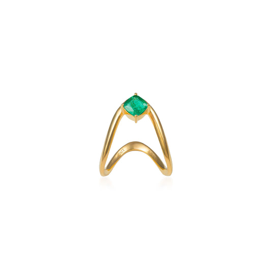 Emerald Cushion Vanki Ring