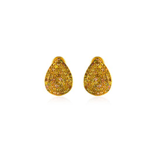 Fancy Color Pave Tear Drop Diamond Earrings