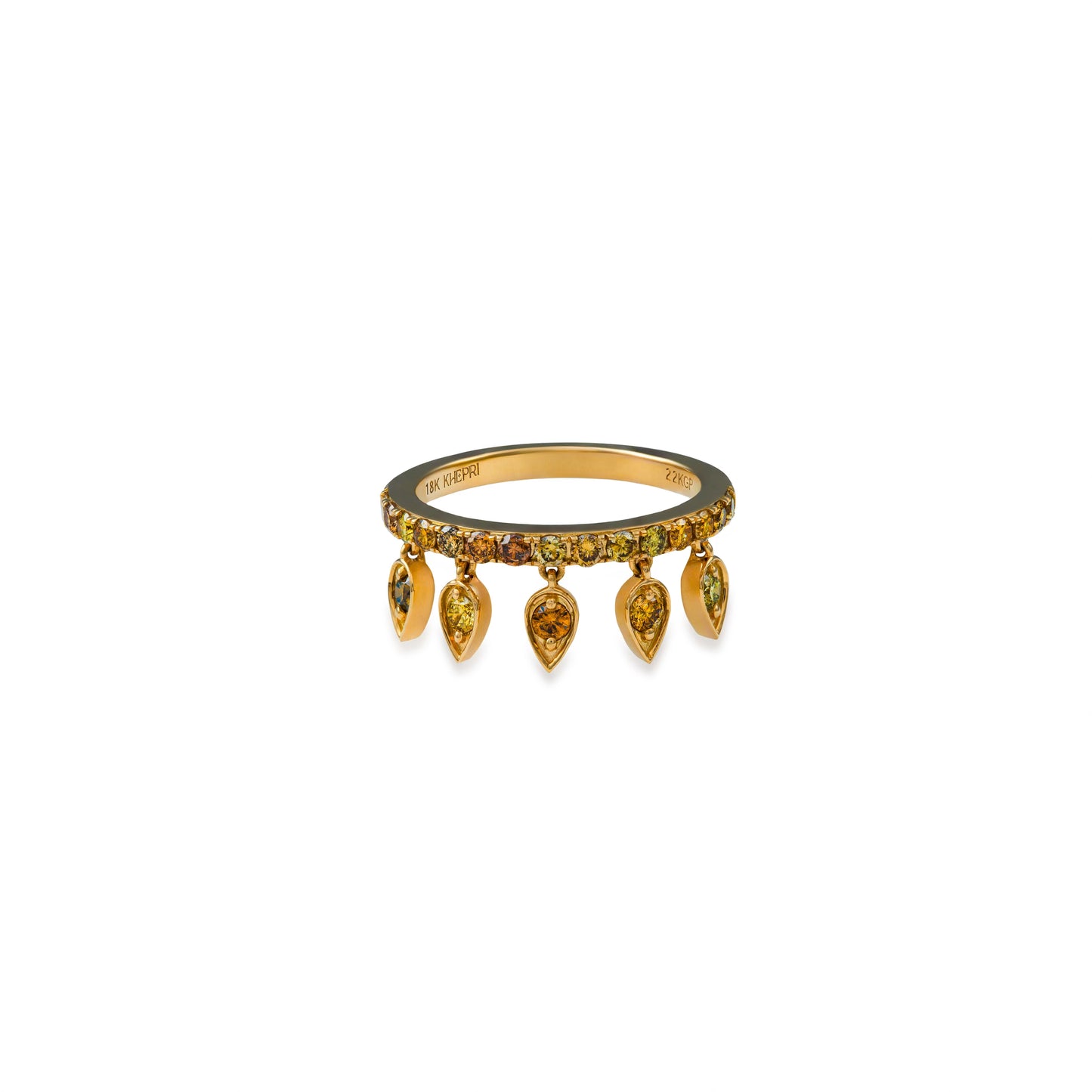 Dancing Fancy Color Diamond Reverse Drop Ring
