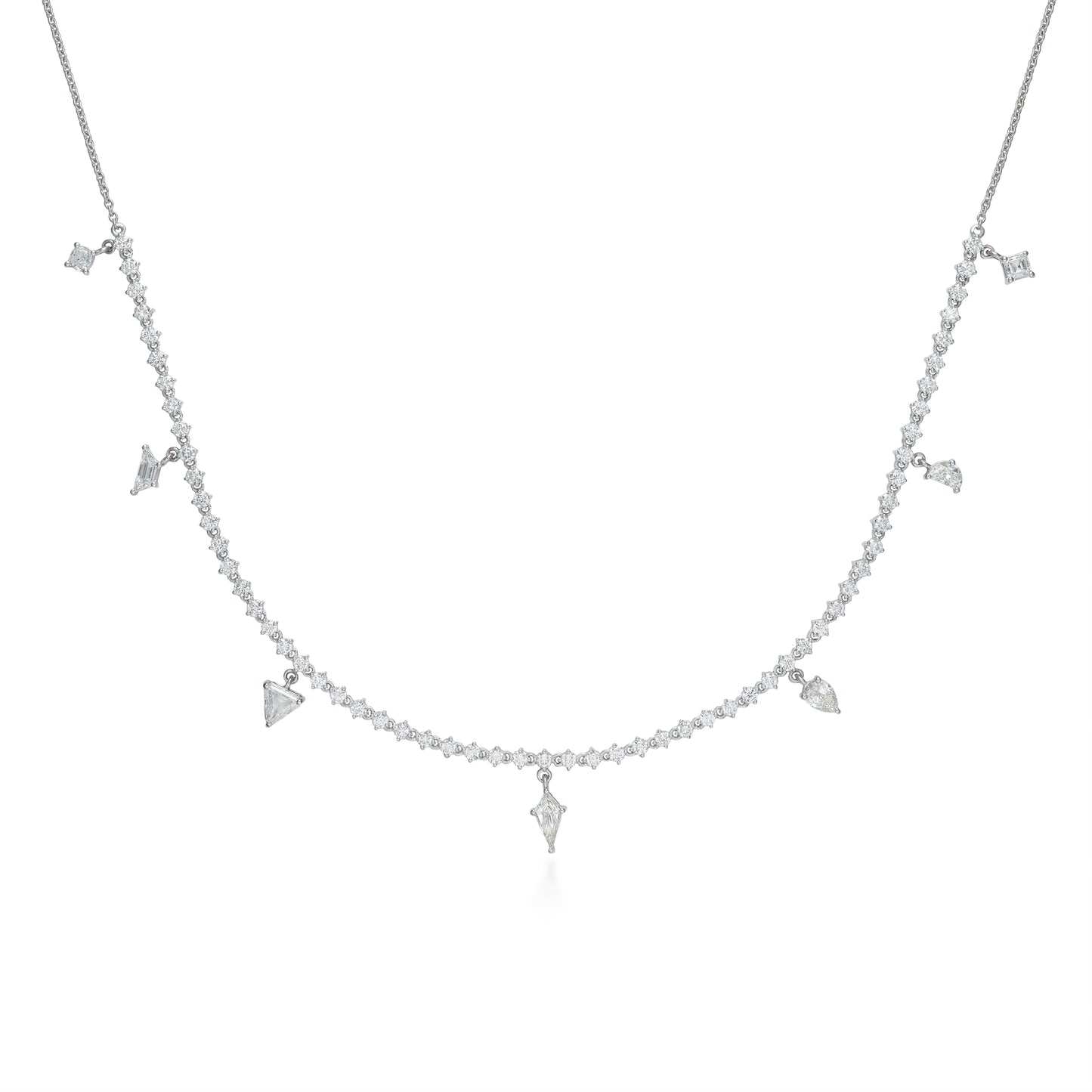 7 Multi Shapes Diamond Drop Necklace