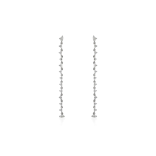 Dancing Linear Shield Diamond Drop Earrings