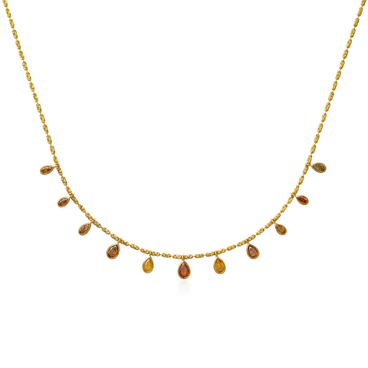 Cartouche Eleven Fancy Yellow Diamond Pear Drops Necklace