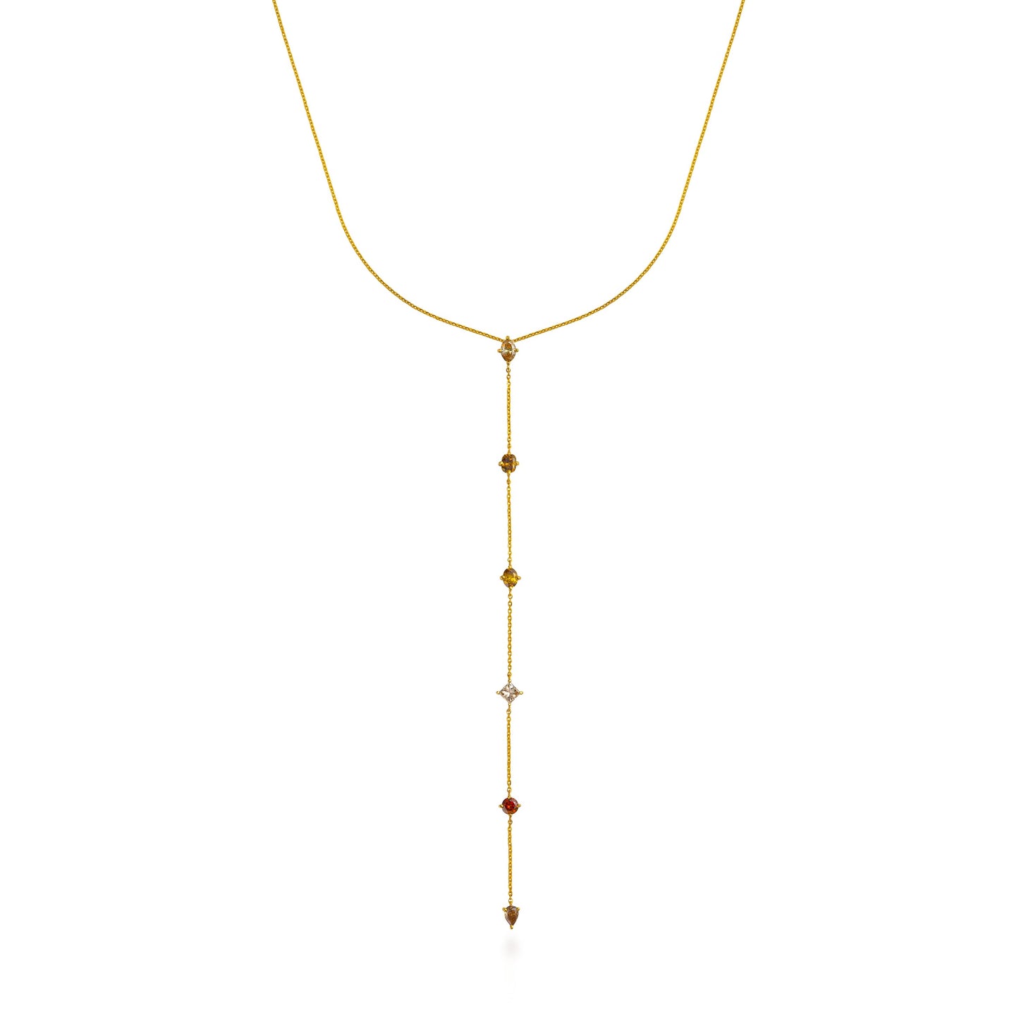 Fancy Color Multi-Shape Diamond Lariat Necklace