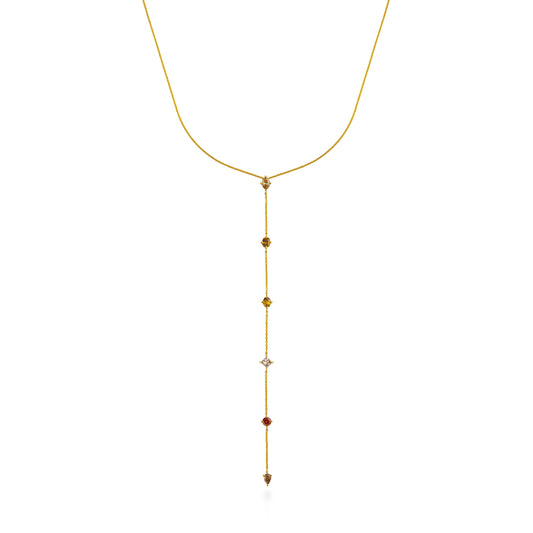 Fancy Color Multi-Shape Diamond Lariat Necklace