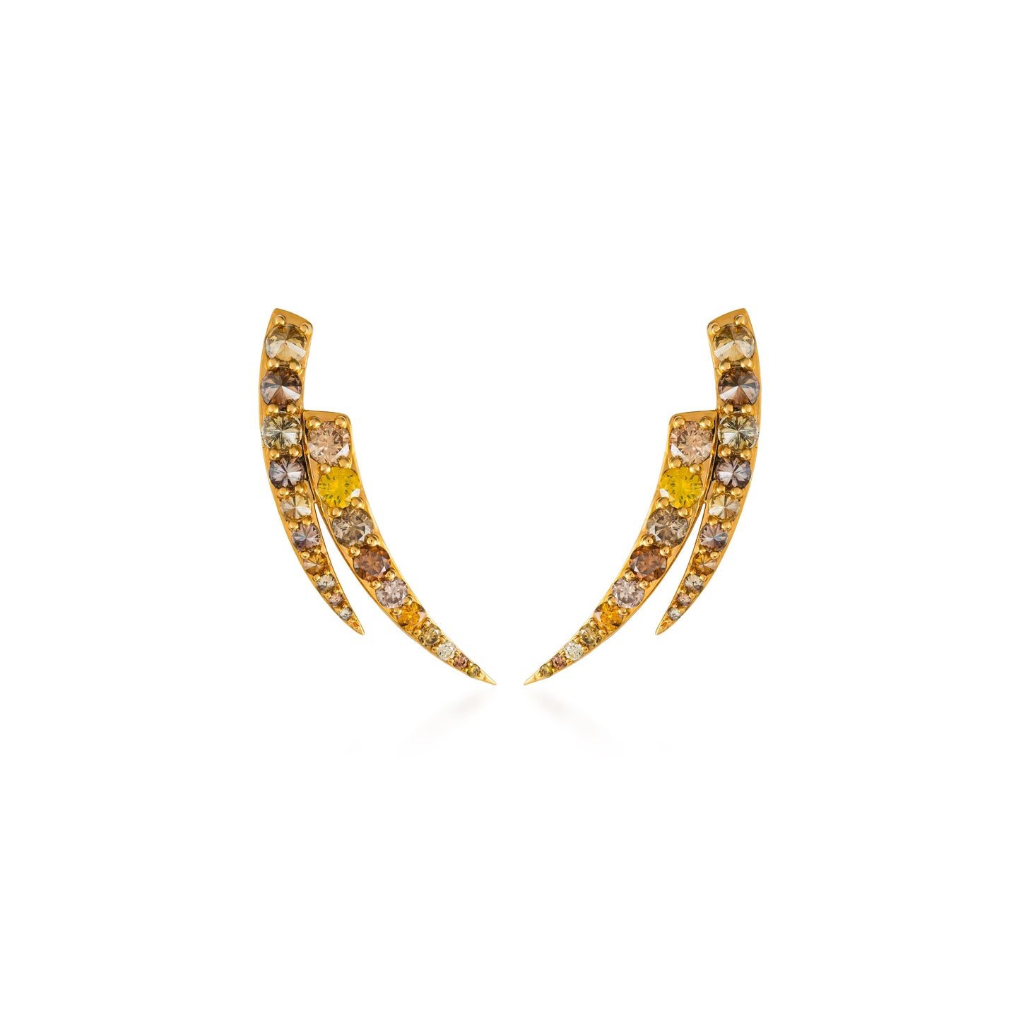 Fancy Color Diamonds Pave Lightig Bolt Earrings