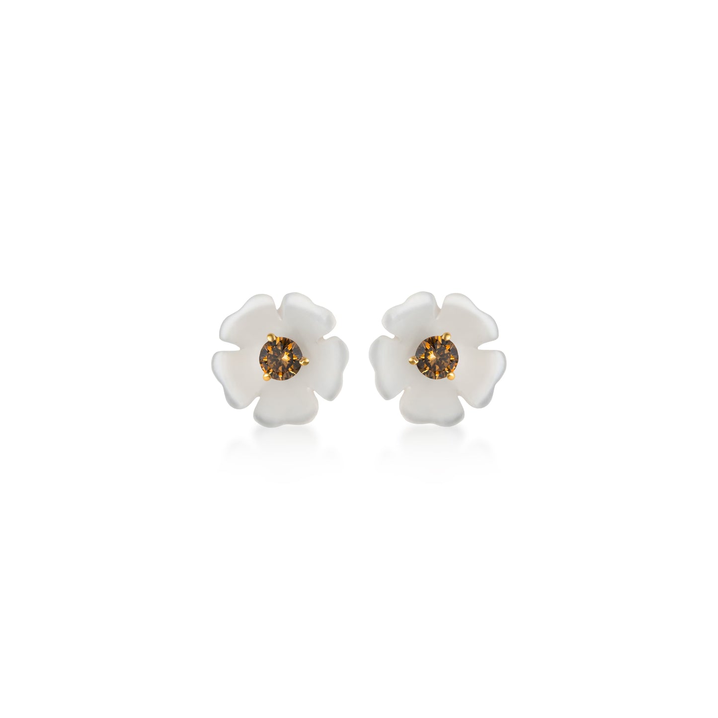 Mother of Pearl Fancy Color Diamond Daisy Stud Earrings