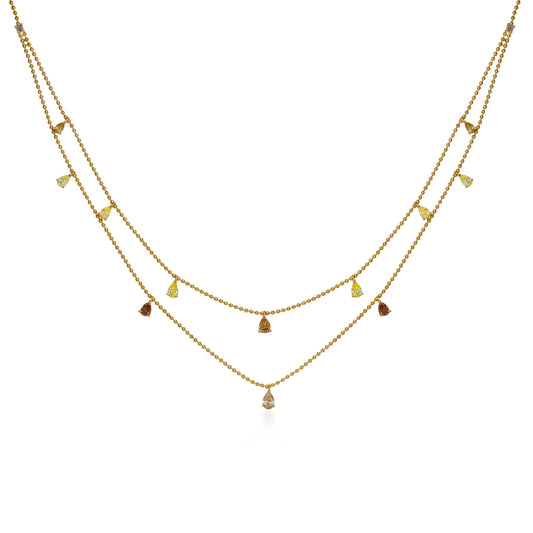 Double Layer Pear Shape Diamond Drop Necklace