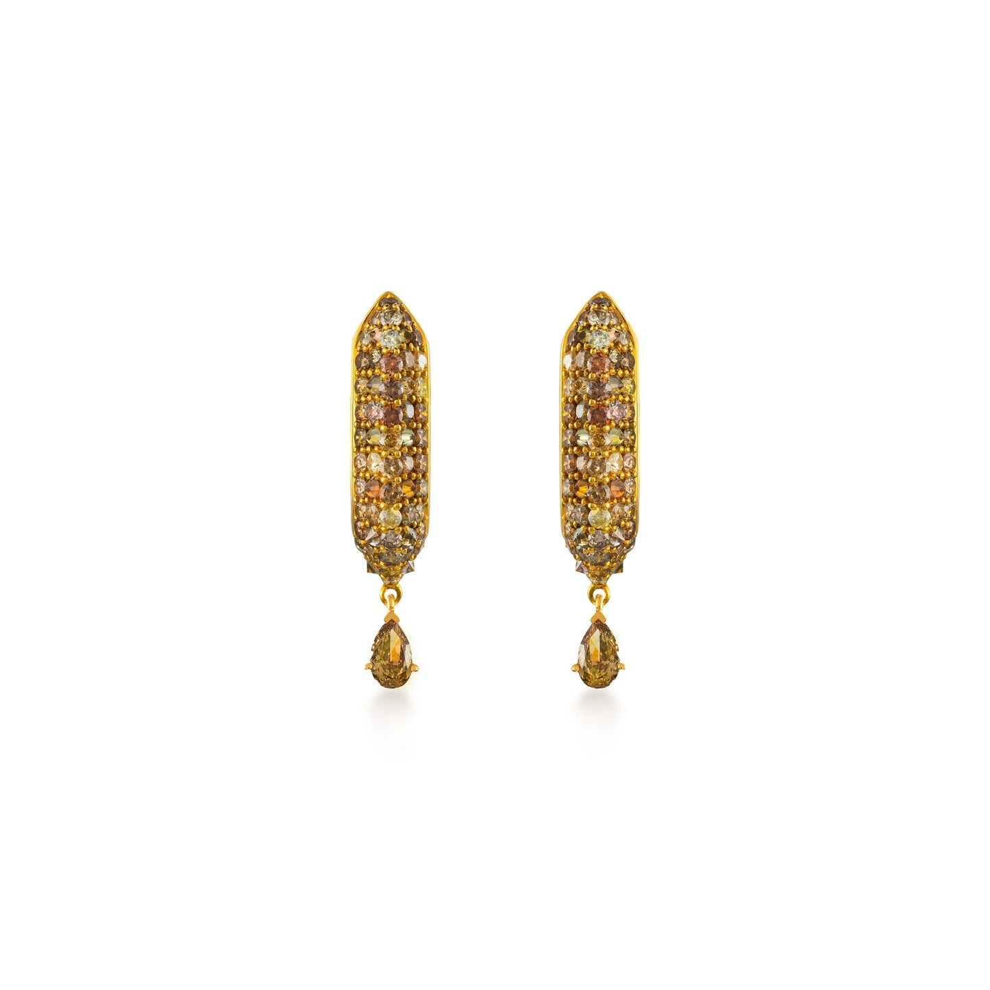 Stardust Fancy Colored Diamond Pave Pear Drop Hoops