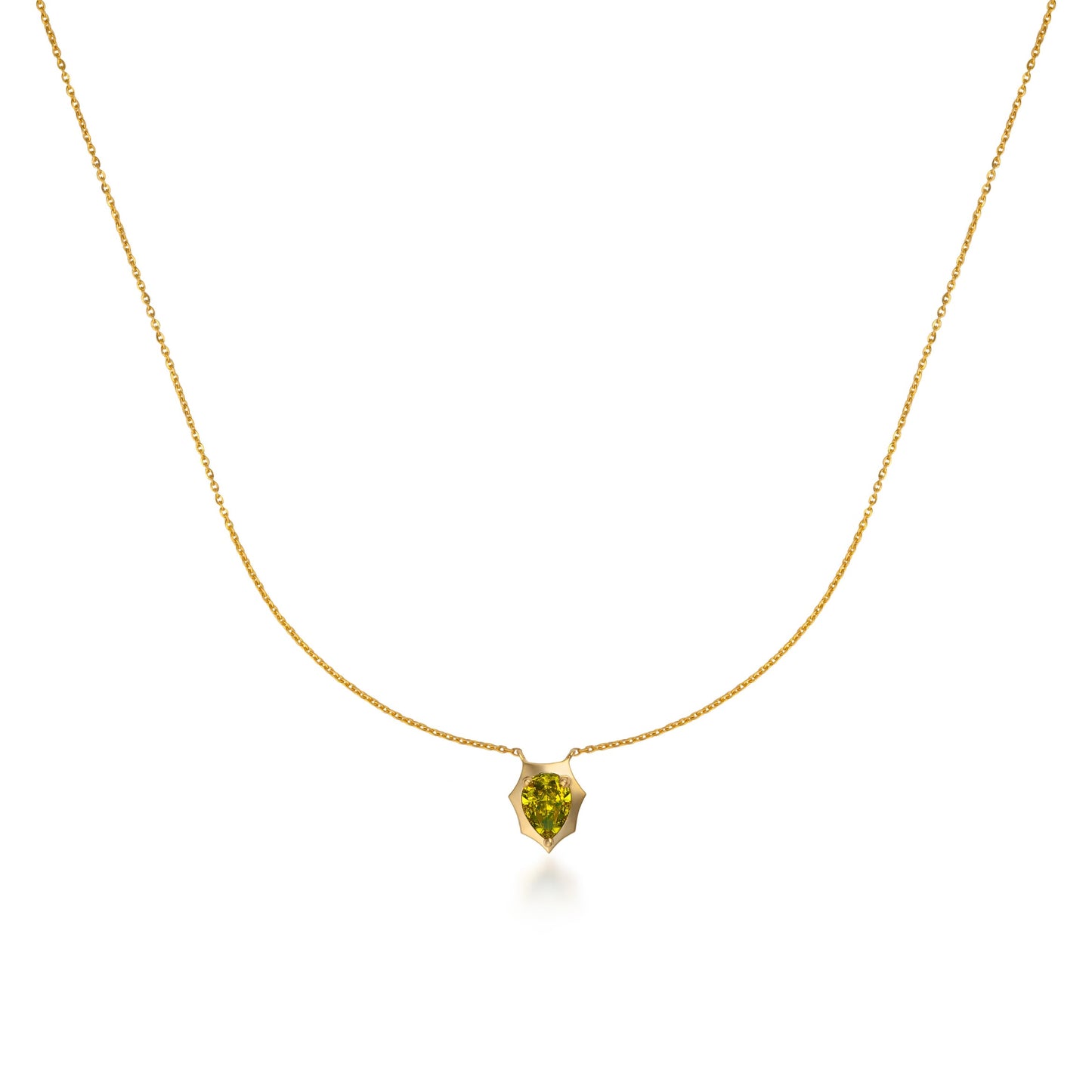 Pear Diamond Bezeled Shield Necklace