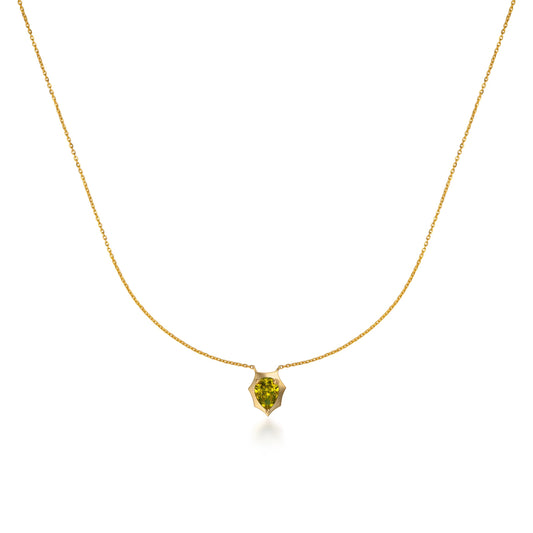 Pear Diamond Bezeled Shield Necklace