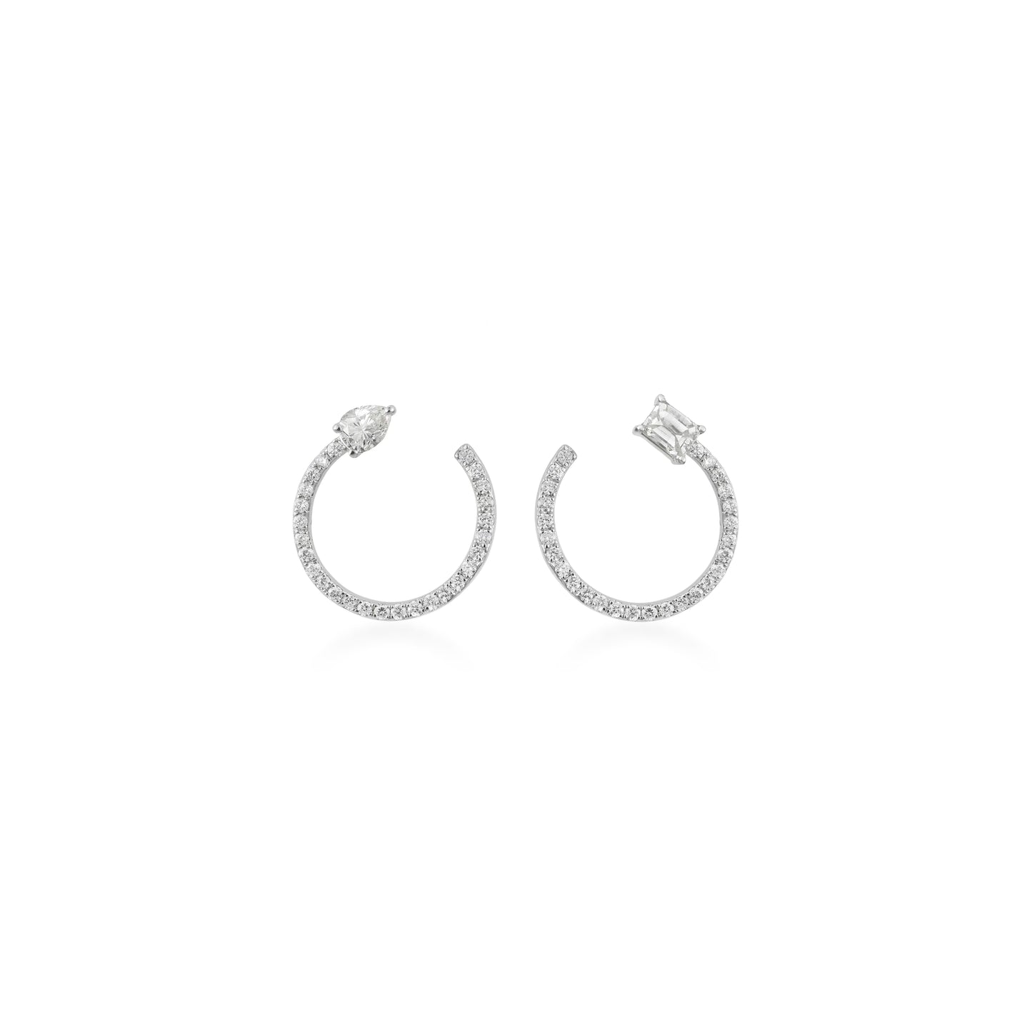 Pear And Emerald Cut Pave Eclipse Earrings