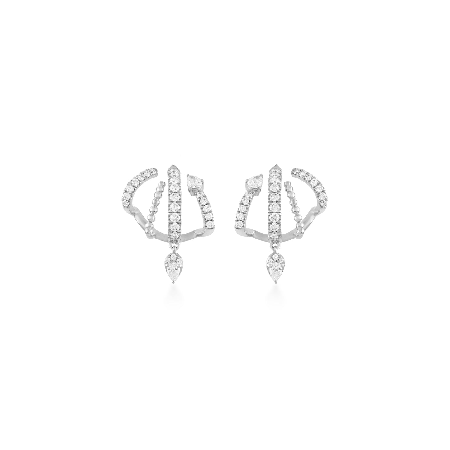 Petite Diamond Pave Cages With Single Pear Drop Earrings