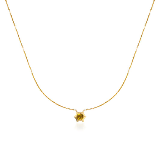East West Oval Diamond Bezeled Shield Necklace