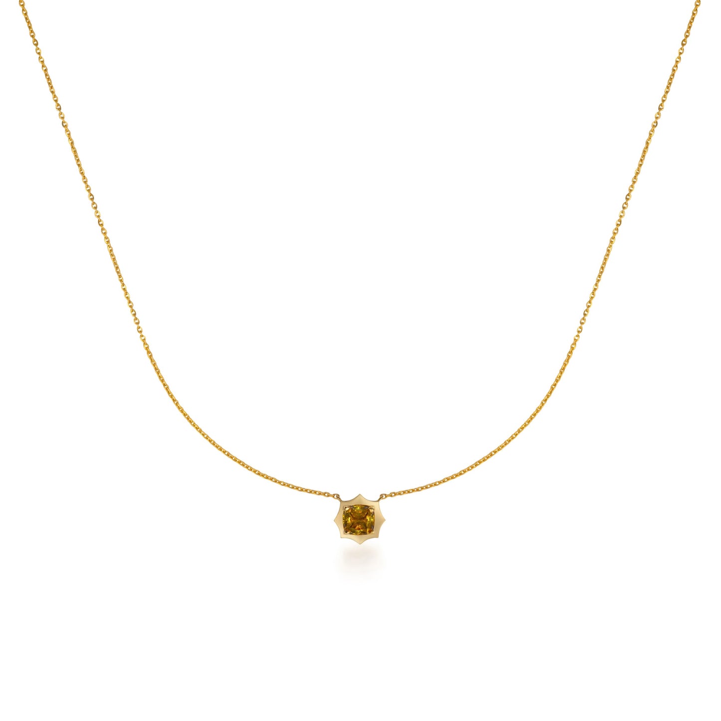 Princess Diamond Bezeled Shield Necklace