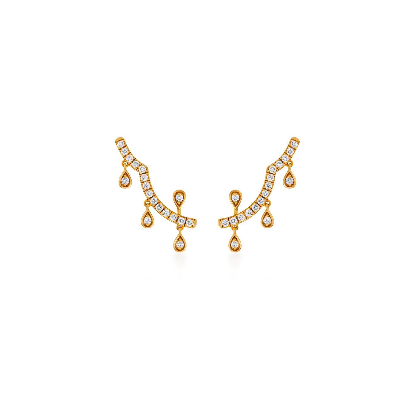 Pave Dancing Drop Diamond Ear Climbers