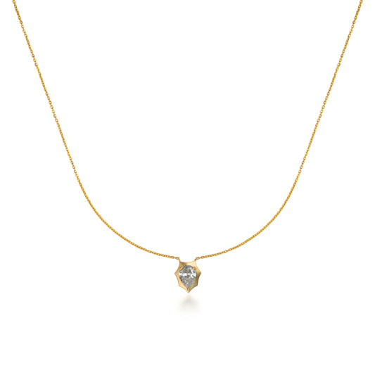 Pear Diamond Bezeled Shield Necklace