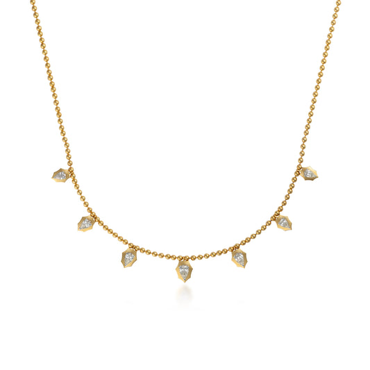 Seven Pear-Shaped Diamond Bezel Shield Drop Necklace