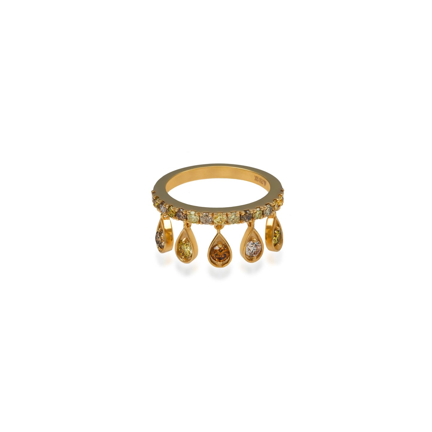 Dancing Fancy Color Diamond Drop Ring