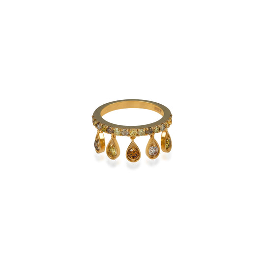 Dancing Fancy Color Diamond Drop Ring