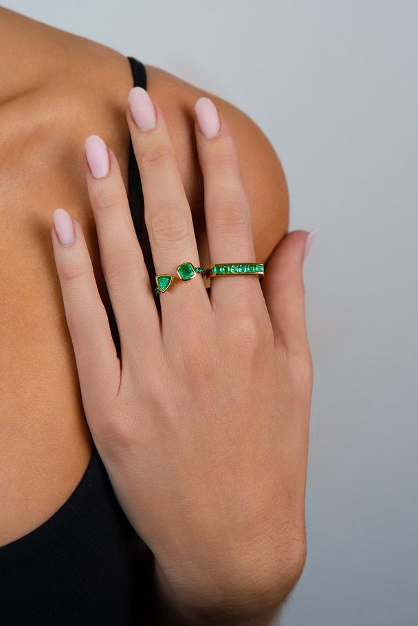 Emerald Fancy Shape Bezel Gap Ring