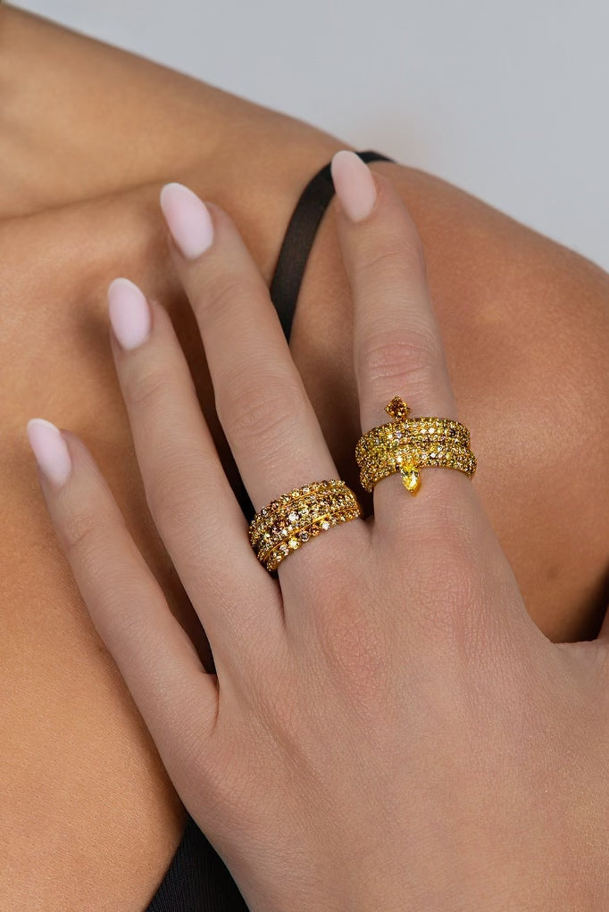 Fancy Diamond Stardust 5 Row Band Ring