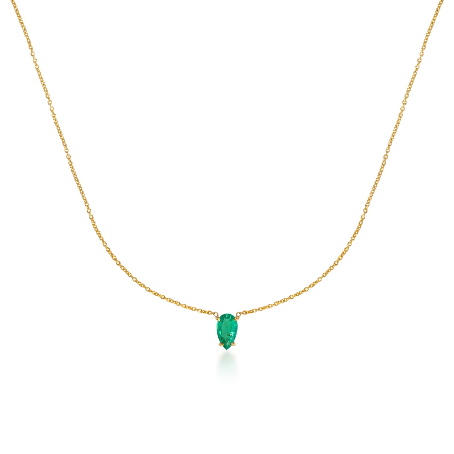 Floating Pear Emerald Necklace