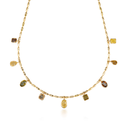 Nine Multi Fancy Shape Drop Necklace
