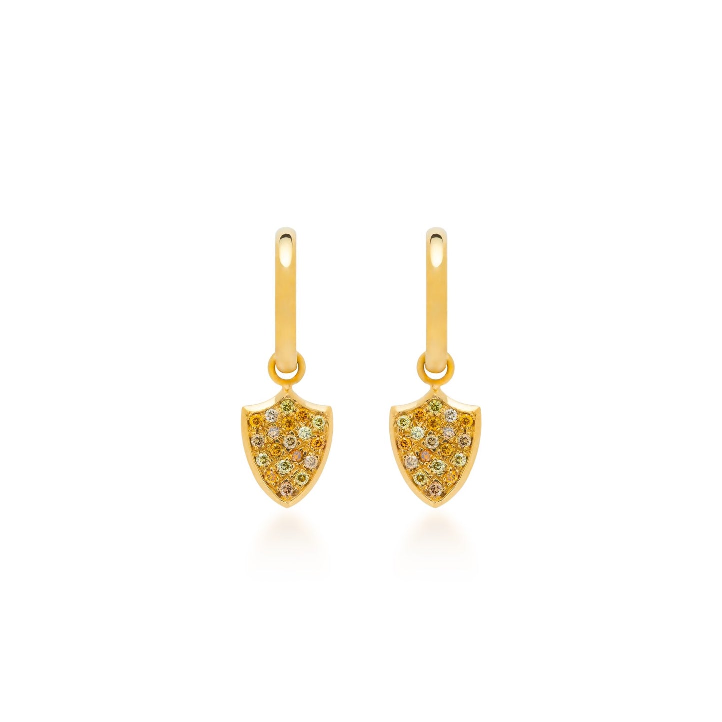 Fancy-Color Diamond Pave Shield Earrings