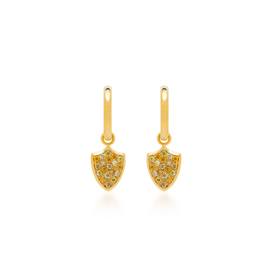 Fancy-Color Diamond Pave Shield Earrings