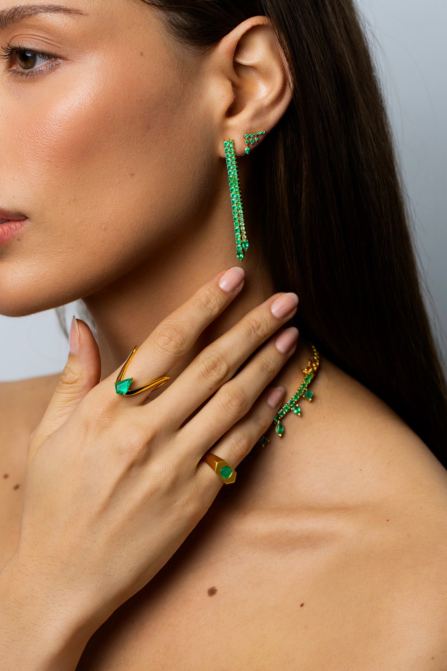 Hexagon Emerald Signet Pinky Ring