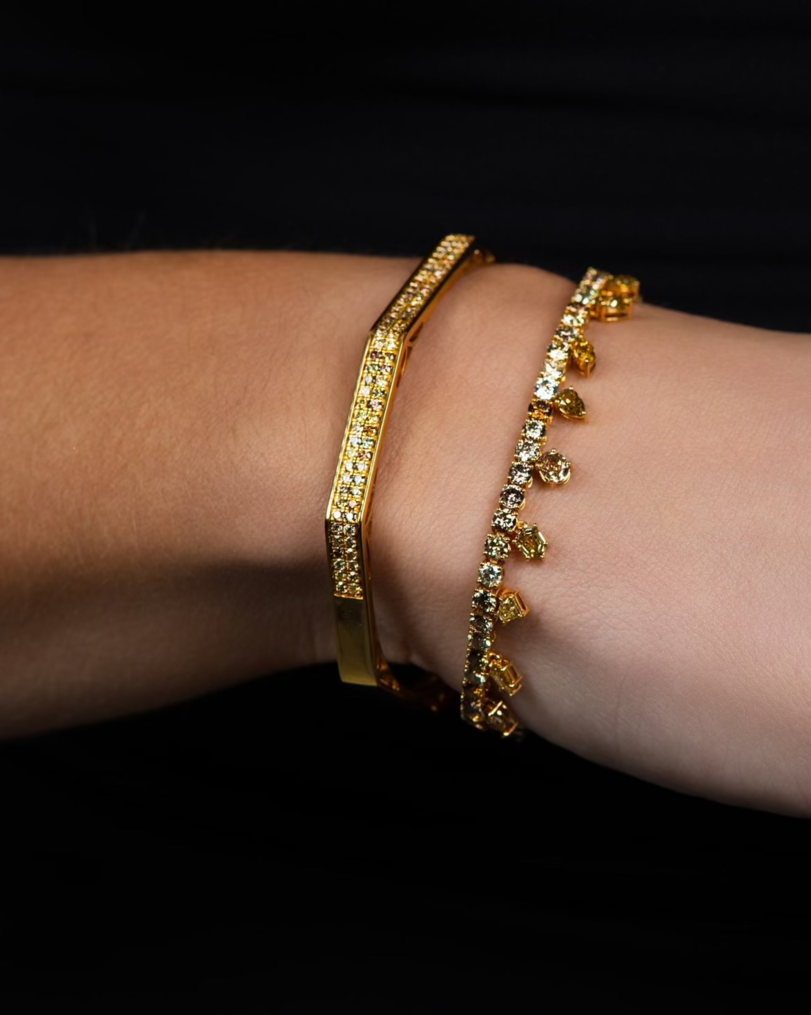 Fancy Color Diamond Pave Octagon Bangle