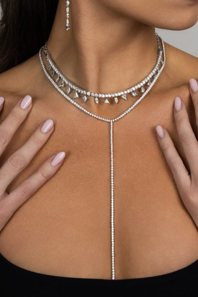 Diamond Tennis Lariat Necklace