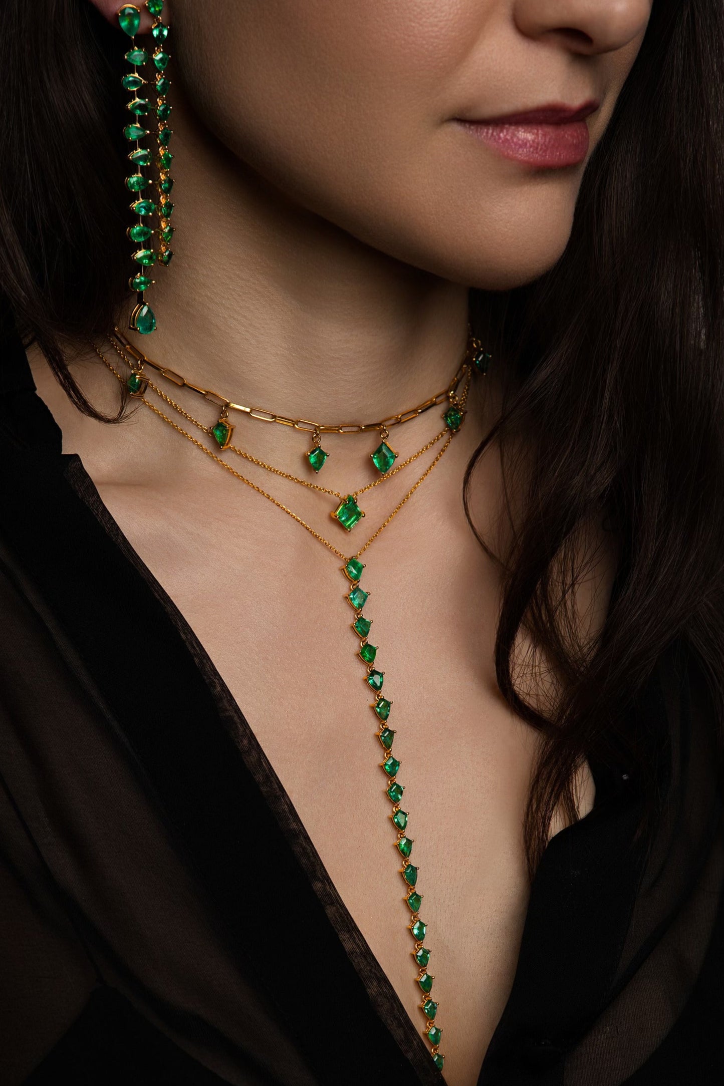 Emerald Kite Lariat Necklace