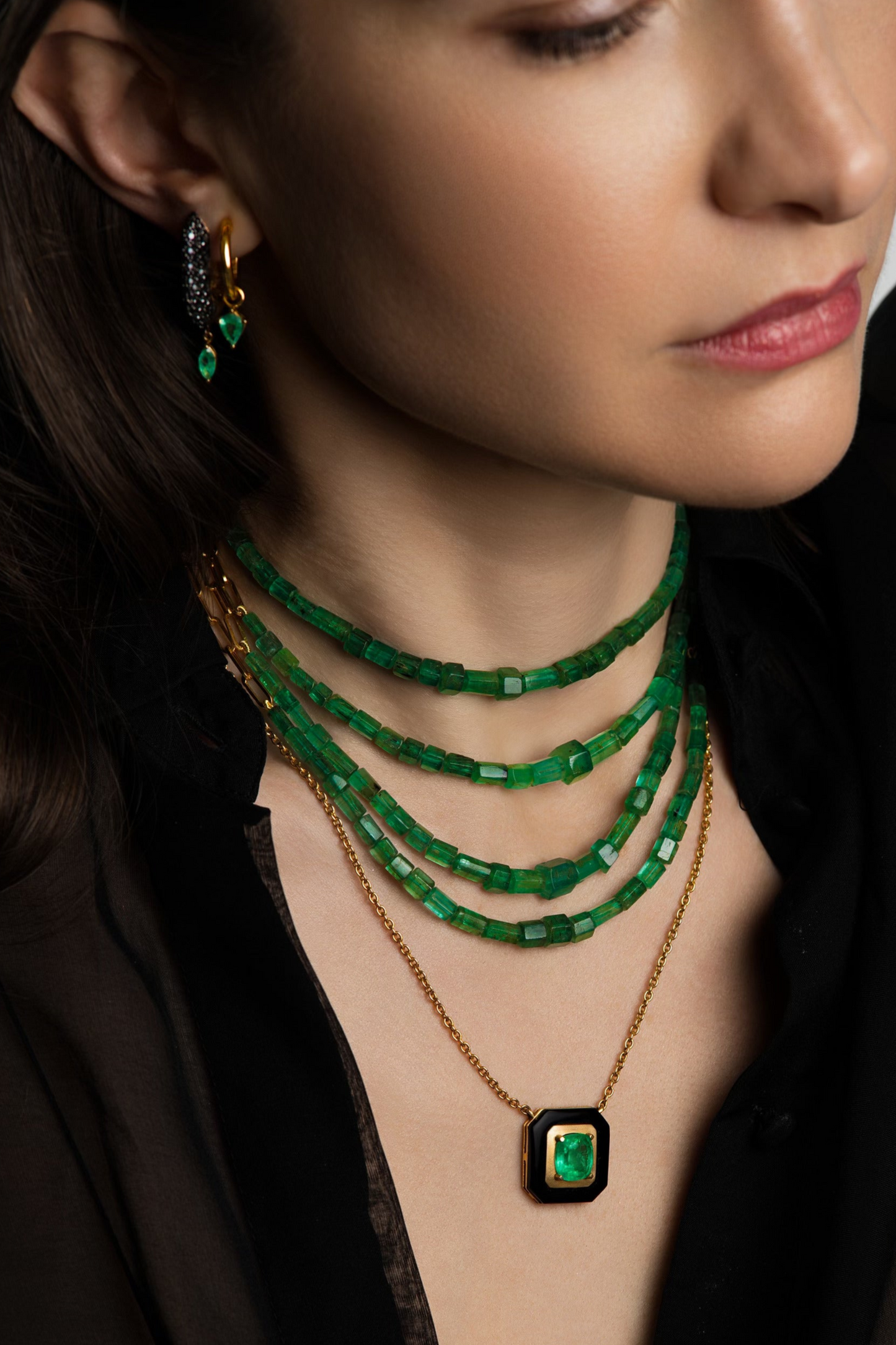 Ishtar Emerald & Onyx Necklace
