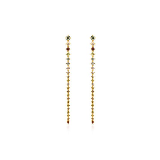 Dancing Linear Fancy Color Diamond Briolette Drop Earrings