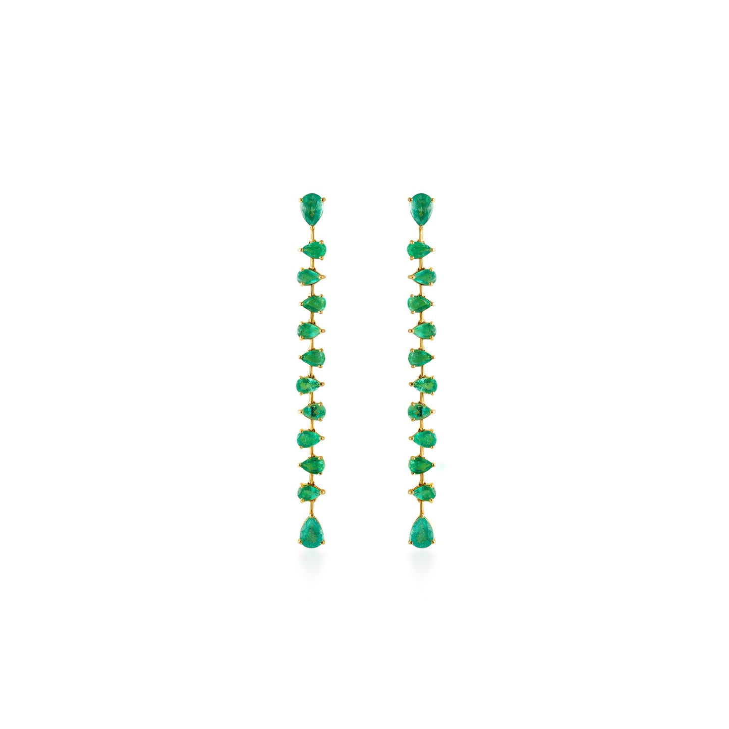 Dancing Linear XL Emerald Pear Drop Earrings
