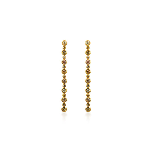Fancy Color Diamond Linear Bezel Earrings