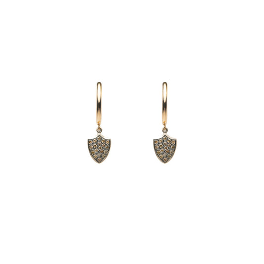 Cartouche Fancy Color Diamond Pave Shield Earrings