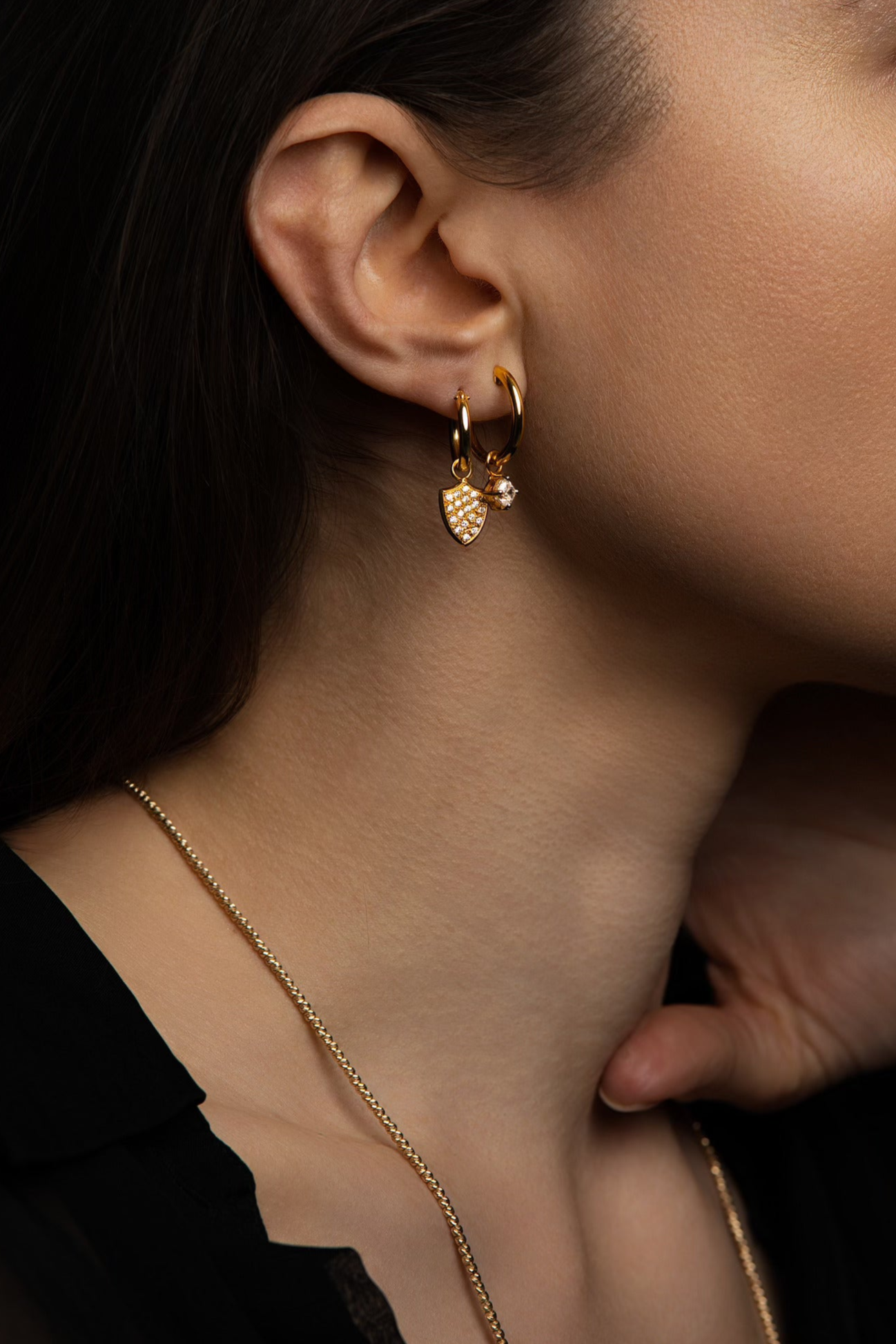 Diamond Pave Shield Earrings