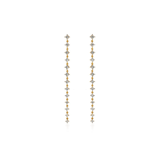 Dancing Linear Princess Diamond Drop Earrings