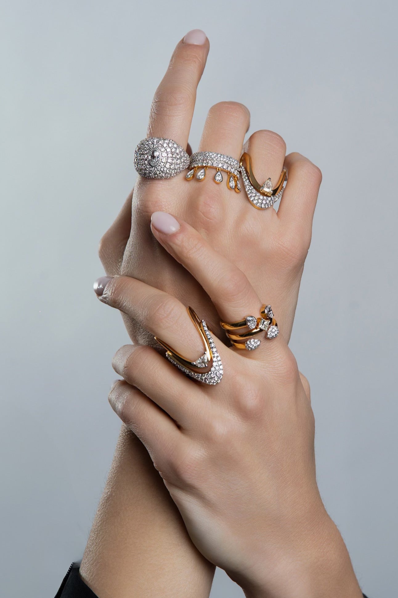 Diamond Half Moon Vanki Ring