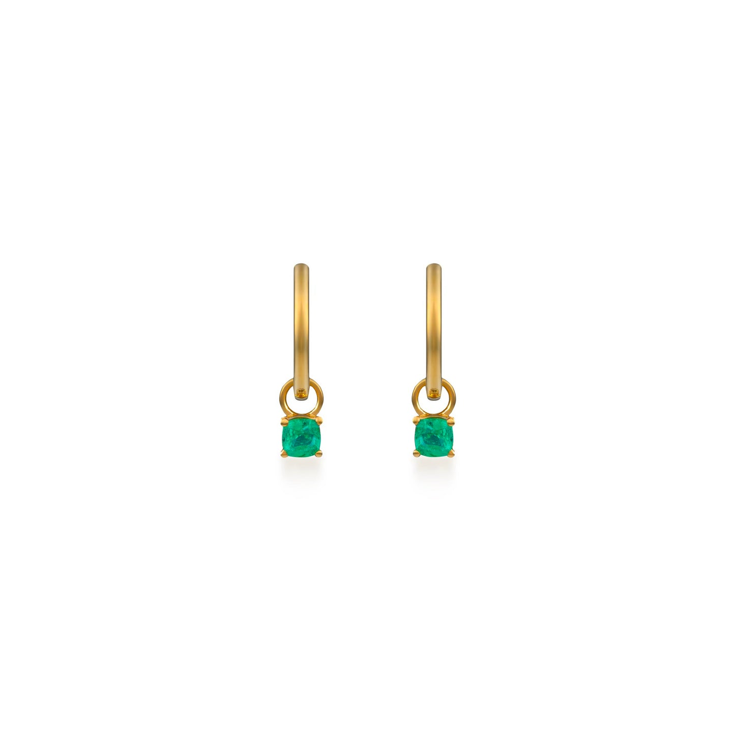 Petite Emerald Cushion Cut Diamond Huggies