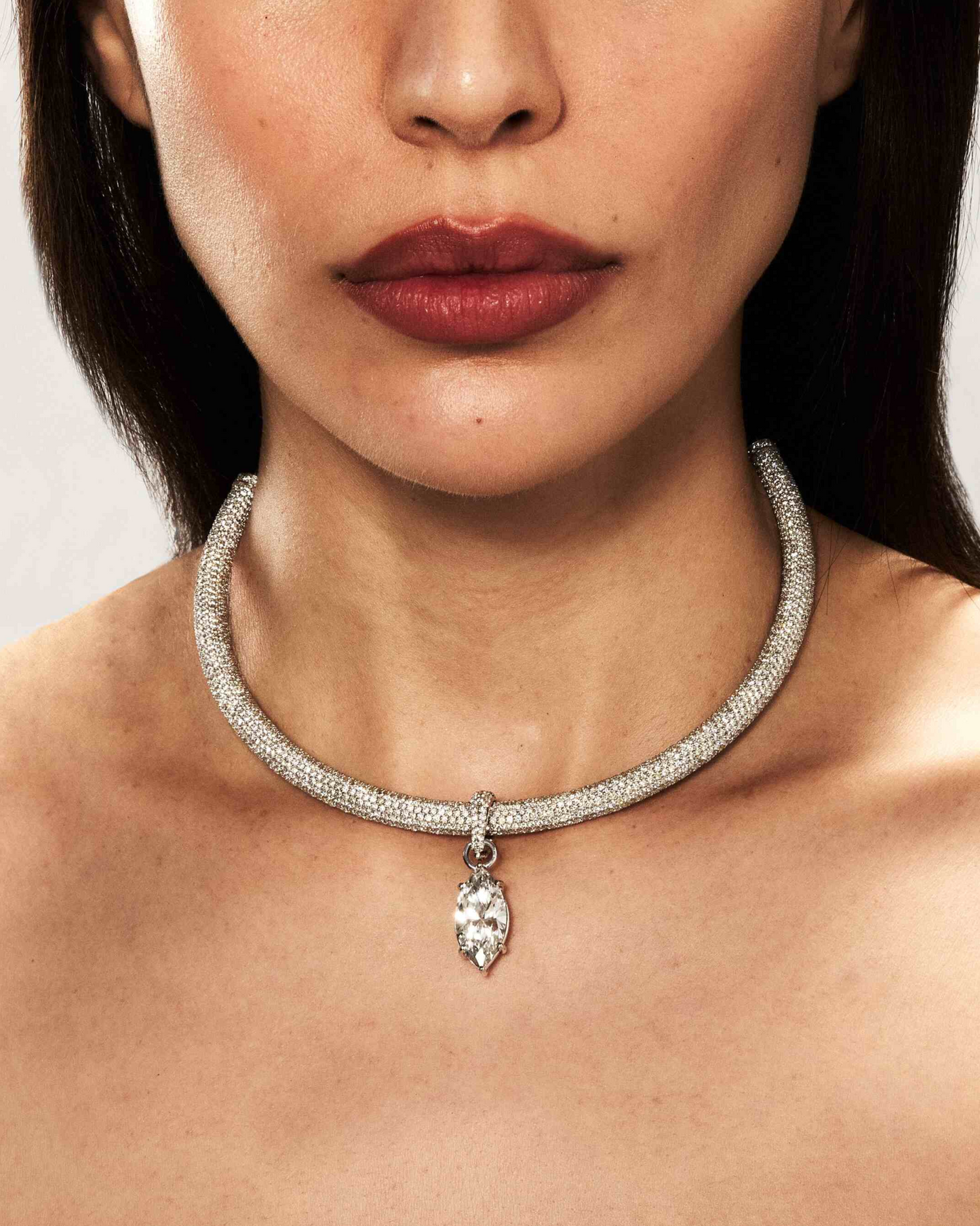 Diamond Encrusted Torque with Marquise Diamond Drop