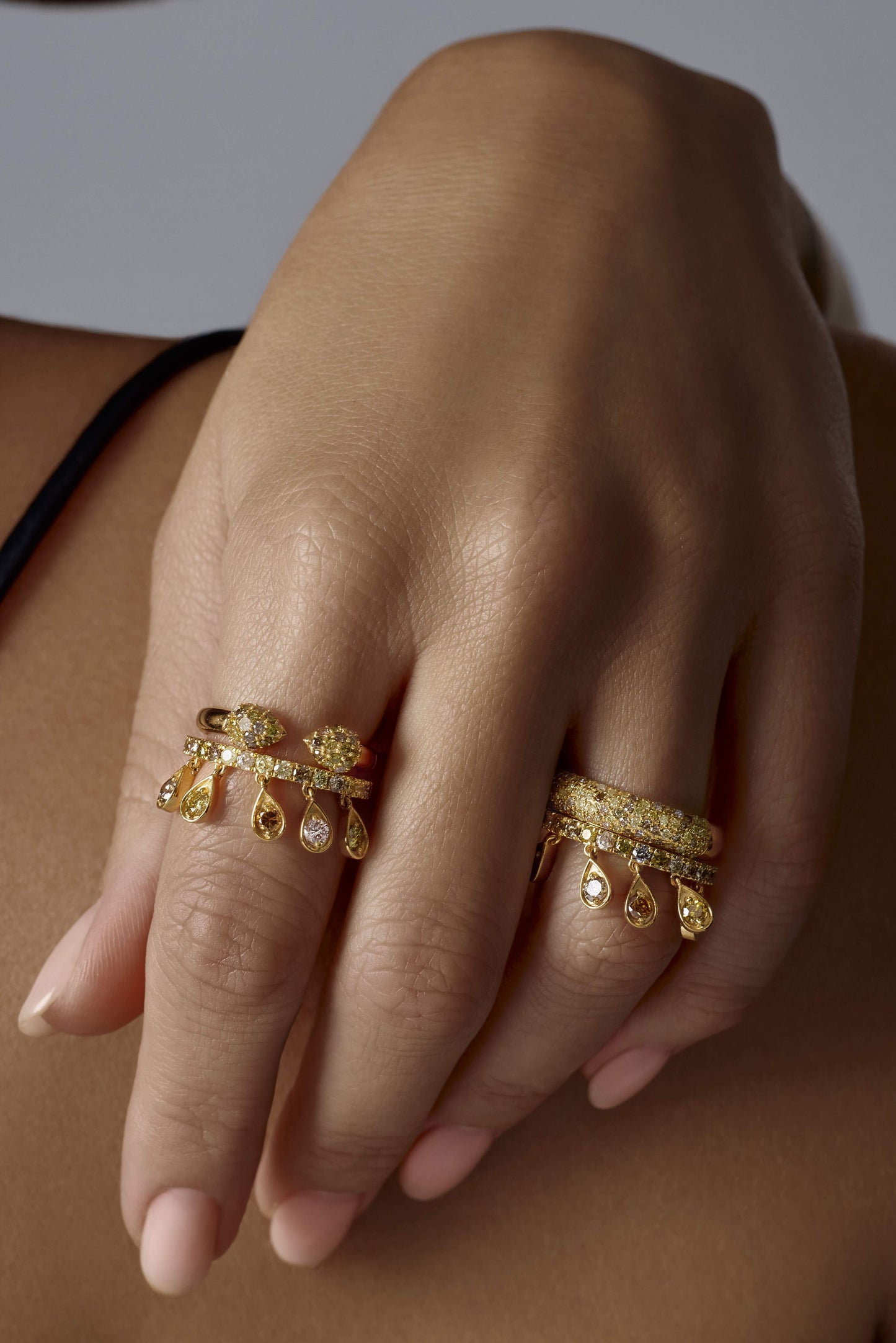 Fancy Color Diamond Pave Gap Ring