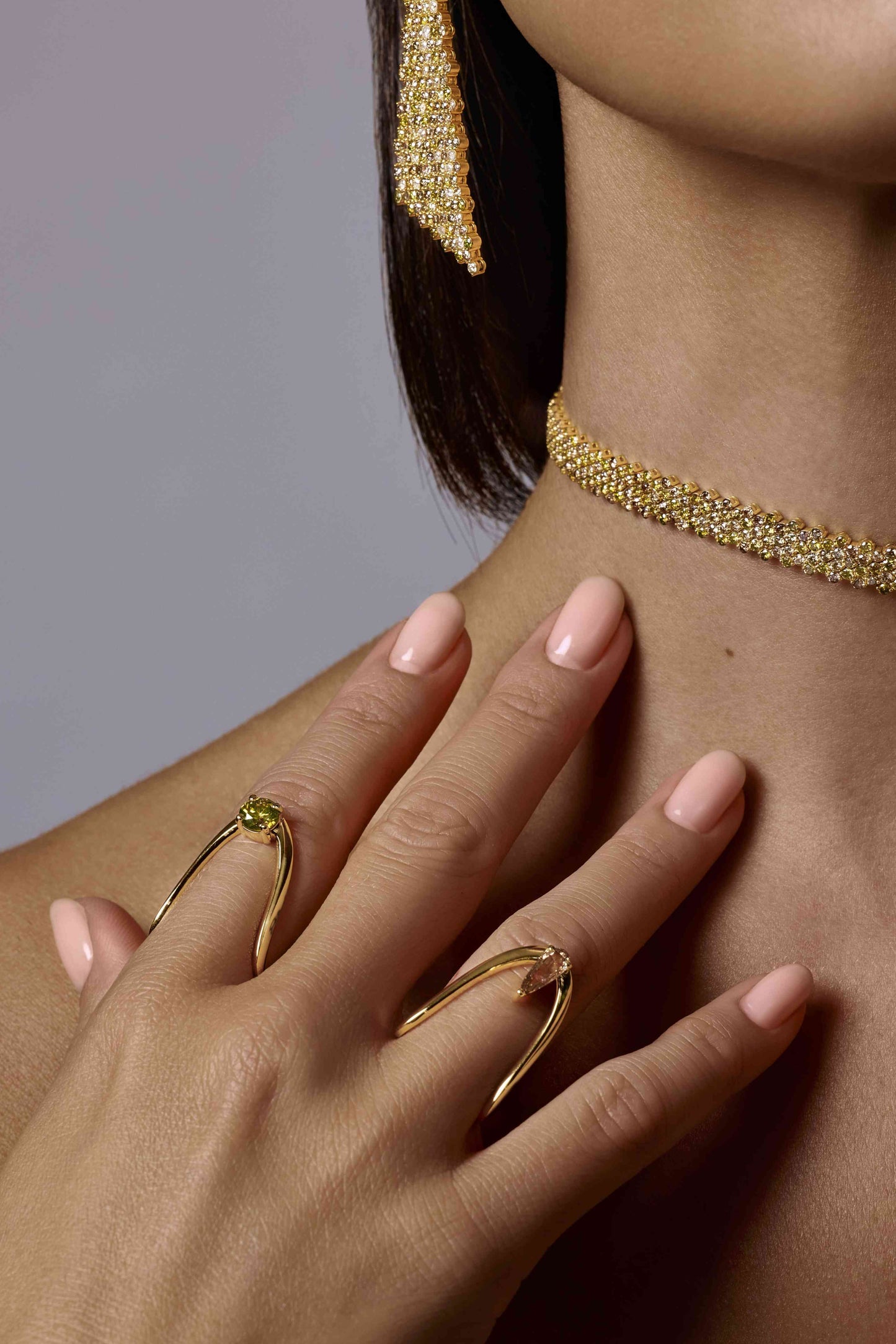 Fancy Color Diamond Chainmail Mesh Choker Necklace